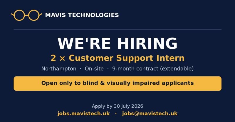 Mavis Technologies hiring two customer support interns